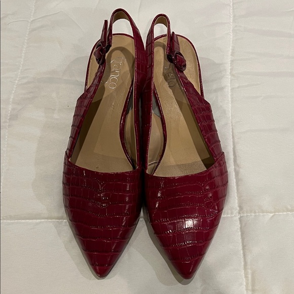 Franco Sarto Red Croc-Embossed Slingback Flats - Picture 1 of 3